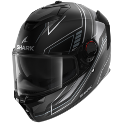 Casque de moto intégral noir mat, gris