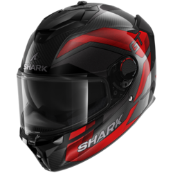 Motorcycle full-face carbon black, red, grey helmet
