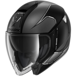 Motorcycle jet matt black, grey helmet