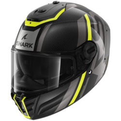 Casque de moto intégral noir mat, gris, jaune