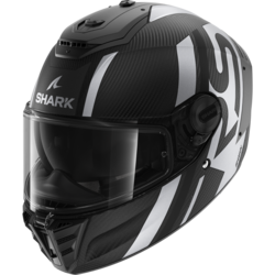 Motorcycle full-face matt black, grey, white helmet
