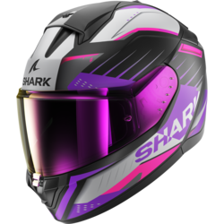 Motorcycle full-face woman's black, grey, pink helmet