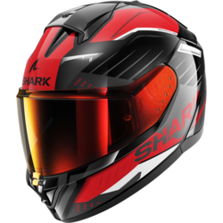 Motorcycle full-face black, red, white helmet