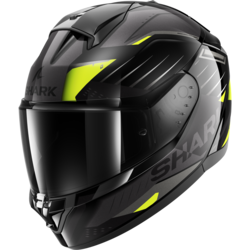 Motorcycle full-face black, grey, yellow helmet