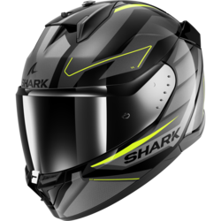 Motorcycle full-face black, grey, yellow helmet