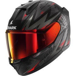 Motorcycle full-face black, grey, red helmet