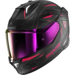 Motorcycle full-face black, grey, pink helmet