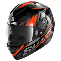 Motorcycle full-face black, orange helmet