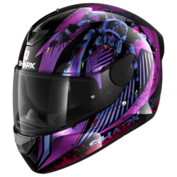Motorcycle full-face woman's black, purple helmet