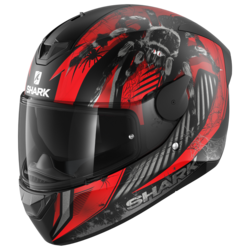 Motorcycle full-face matt black, red helmet