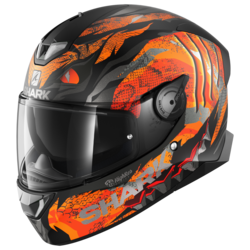 Motorcycle full-face matt black, orange helmet
