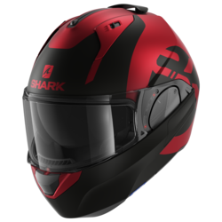 Motorcycle modular red, matt black helmet
