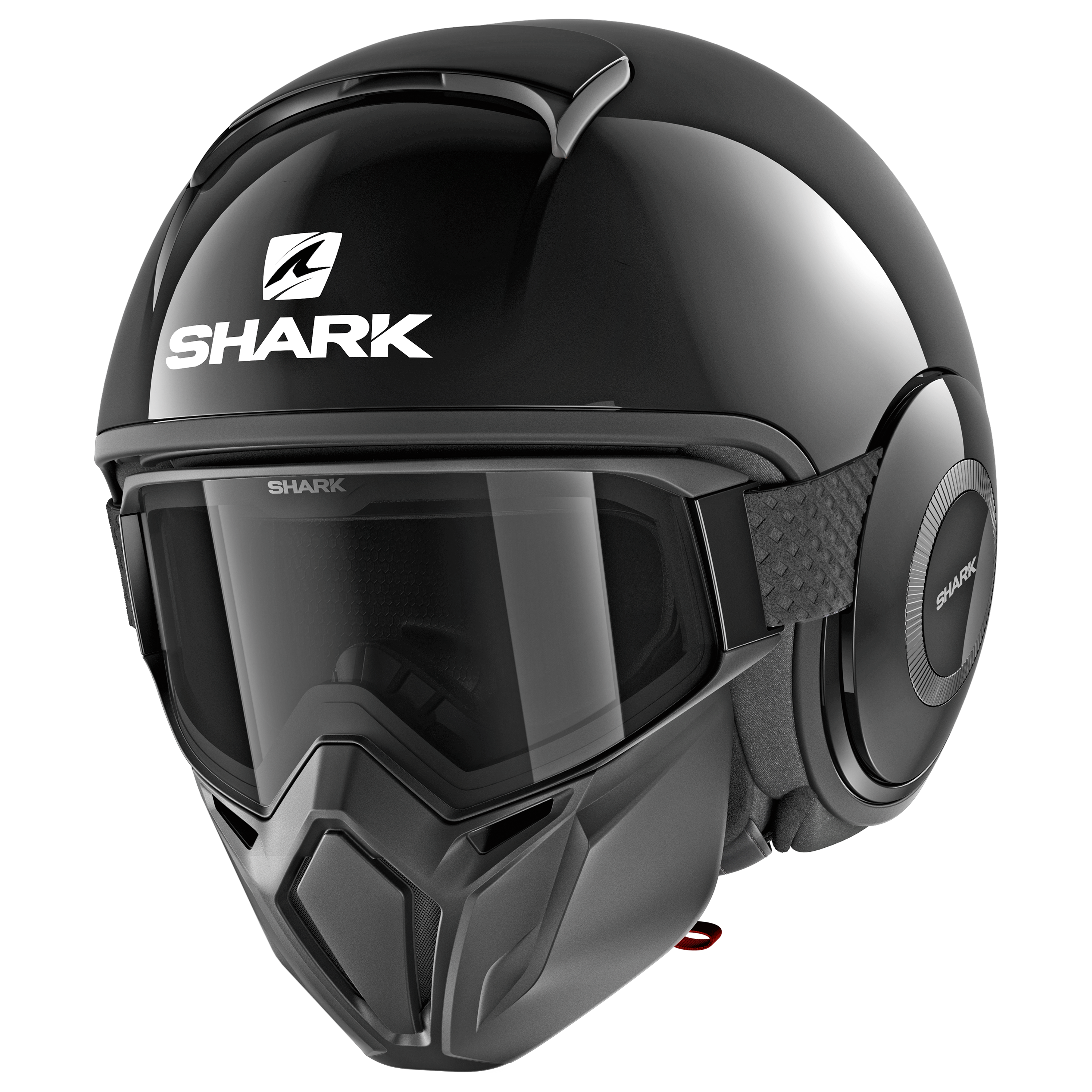 Shark Motorrad Helm Jethelm Raw Drak Blank Matt schwarz Groesse XS bis XL 