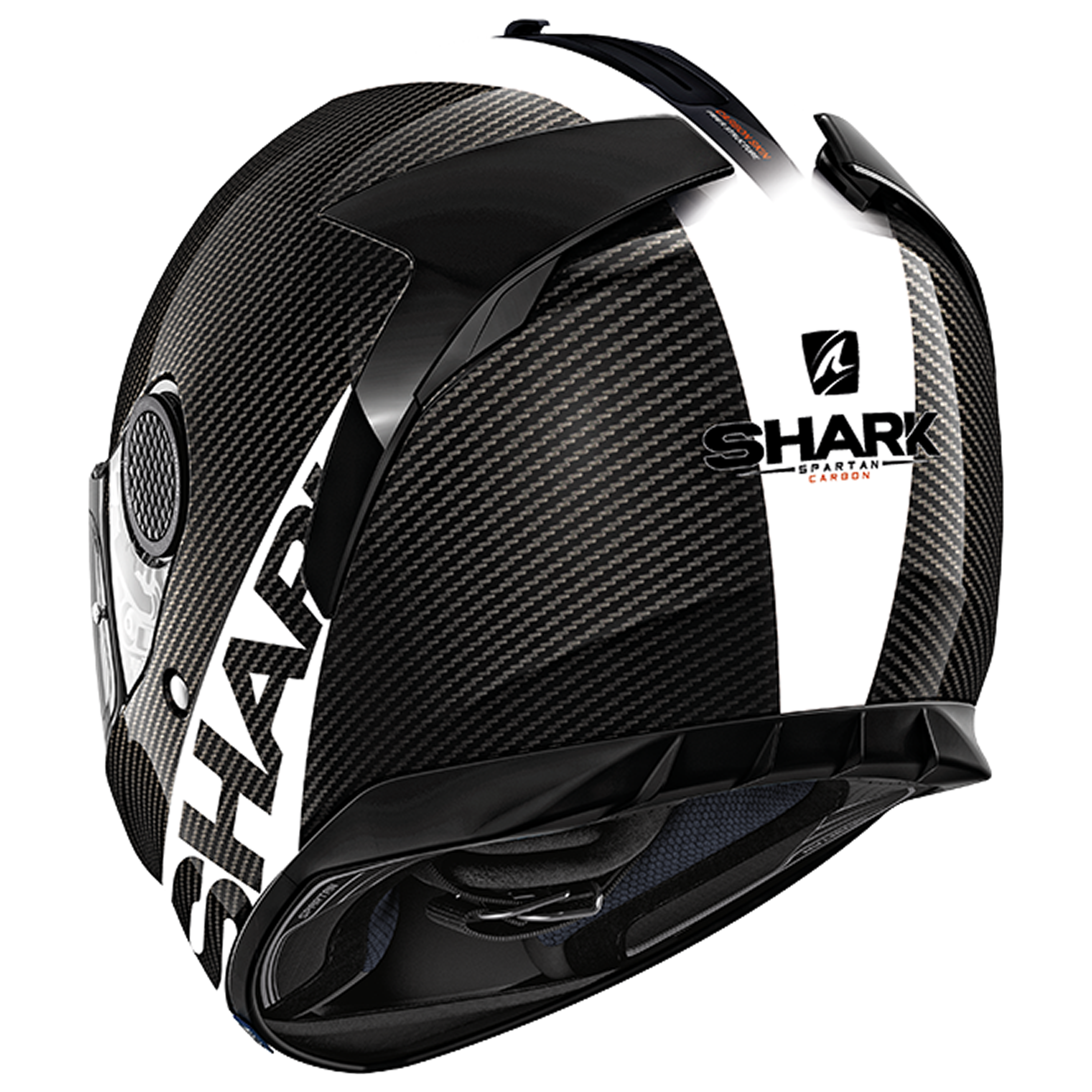 Black/White SHARK SPARTAN CARBON SKIN DWS Motorcycle Helmet Size L 