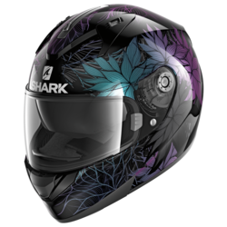 Motorcycle integral woman's black, purple helmet 
