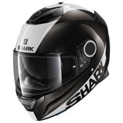 Motorcycle full-face carbon black, white helmet
