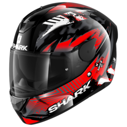 Motorcycle integral  black, red helmet