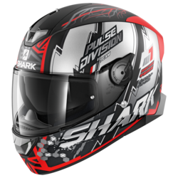 Motorcycle integral  black, red helmet 