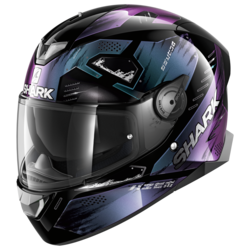 Motorcycle integral woman's black, purple helmet 