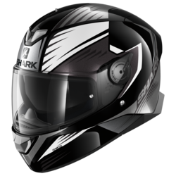 Motorcycle integral  black, white helmet 