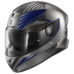Motorcycle integral  grey, blue helmet 