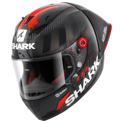 Motorcycle  integral  black, red helmet 