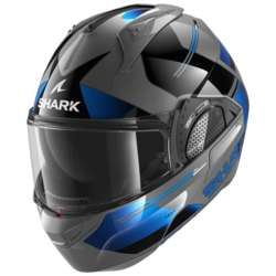 Motorcycle modular black, grey, blue helmet
