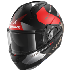Motorcycle modular matt black, grey, red helmet