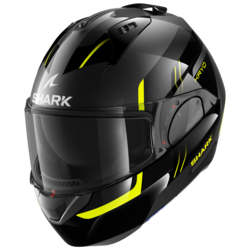 Motorcycle modular black, grey, yellow helmet