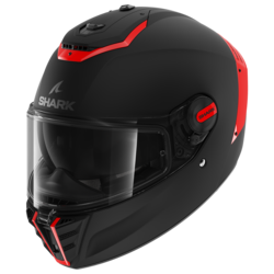 Motorcycle full-face matt black, red helmet