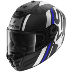 Motorcycle full-face matt black, grey, blue helmet