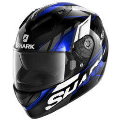 Motorcycle integral  black,blue helmet 