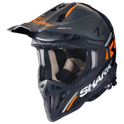 Motorcycle full-face cross carbon black, orange helmet