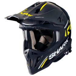 Motorcycle full-face cross carbon black, yellow helmet
