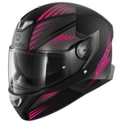 Motorcycle full-face matt black, grey, pink helmet