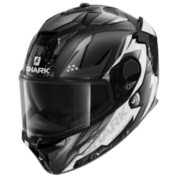 Motorcycle full-face carbon black, white helmet