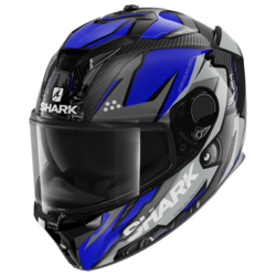 Motorcycle full-face carbon black, blue helmet