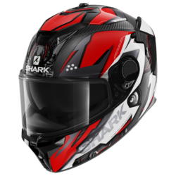 Motorcycle integral  black, red helmet 