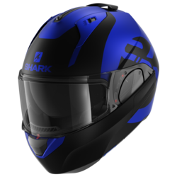 Motorcycle modular  blue, black helmet 
