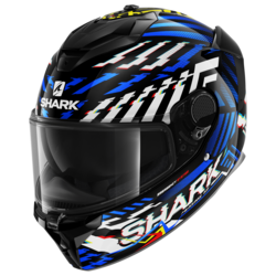 Motorcycle full-face black, blue helmet